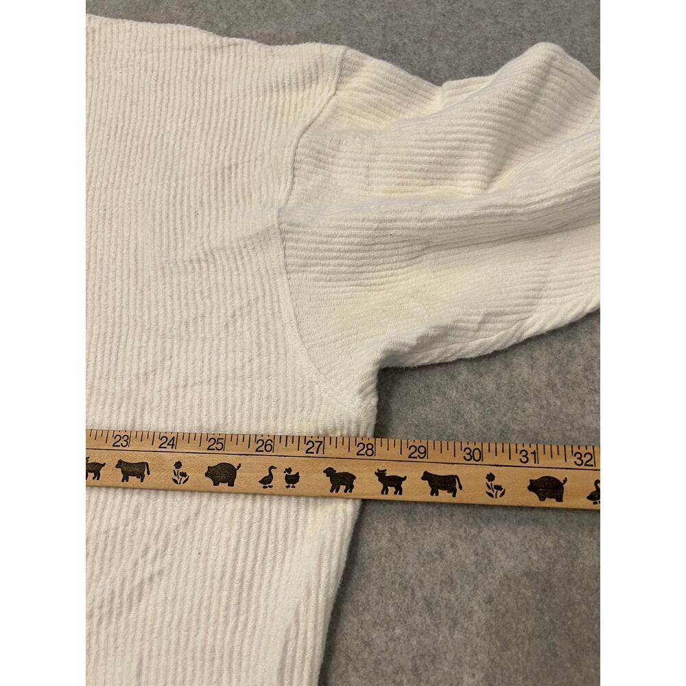 Aerie Sweater Mens Small Long Sleeve Crewneck‎ Ribbed Knit Cotton Pullover Cream - Picture 13 of 14